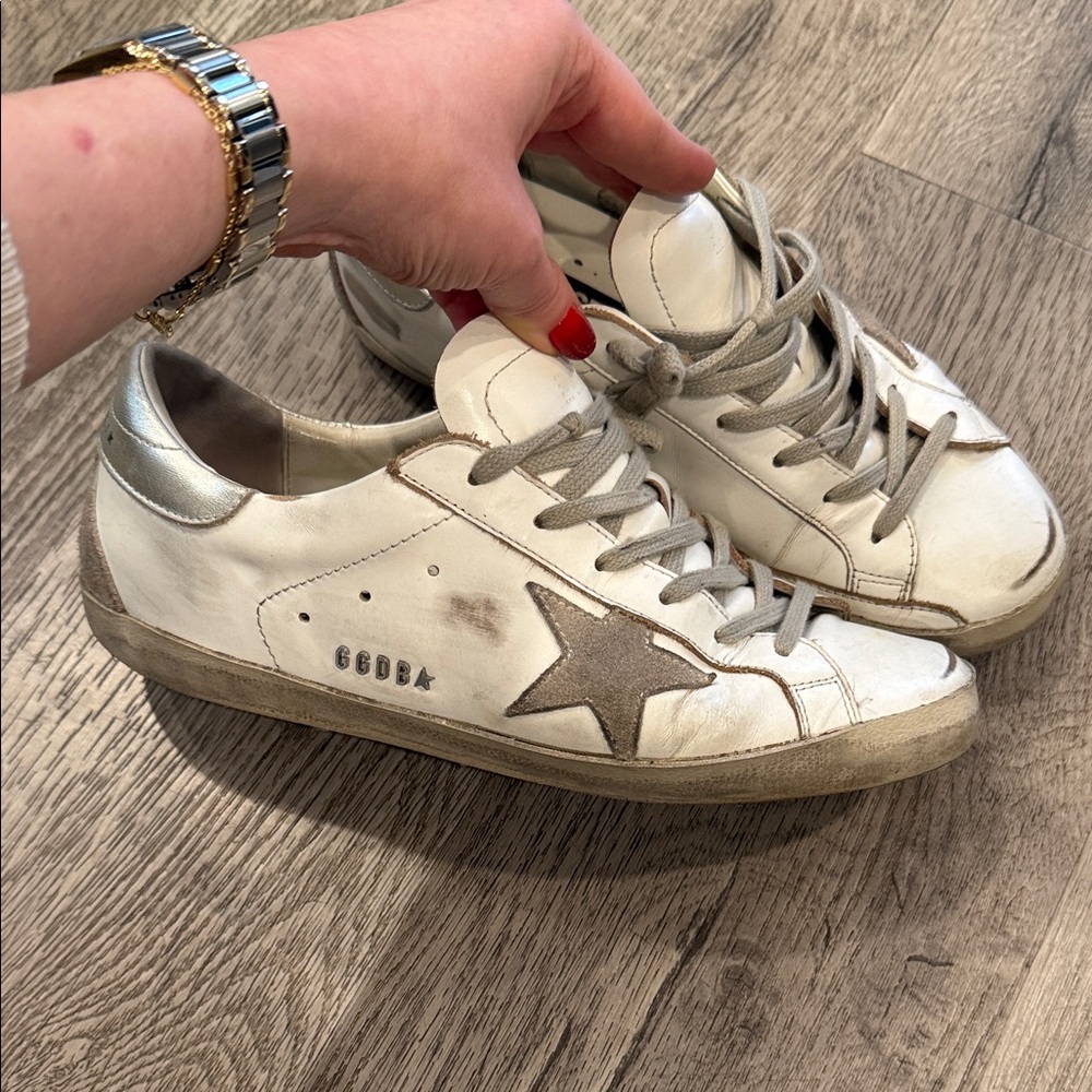 White and Silver Star Sneakers